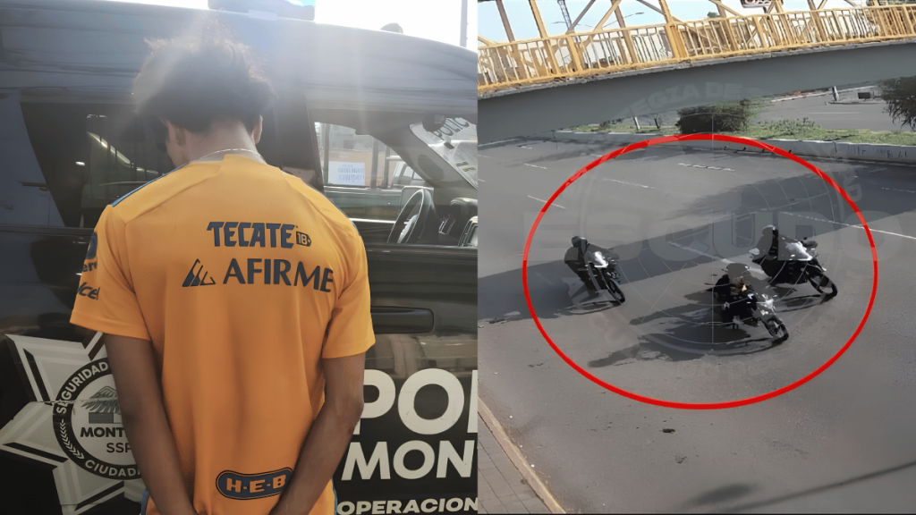 Cómo la Policía de Monterrey detiene a repartidor con marihuana en moto negra