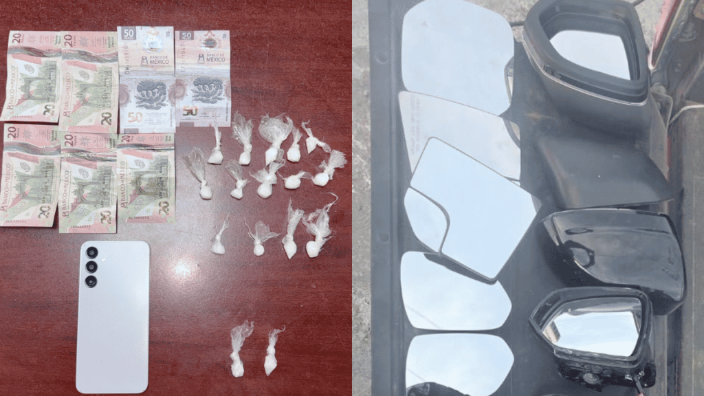 pareja detenida en monterrey por robo, posesión de droga tipo cristal y autopartes robadas